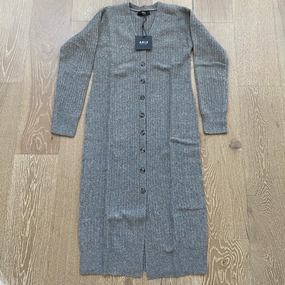 Able Elizabeth Ribbed midi cardigan